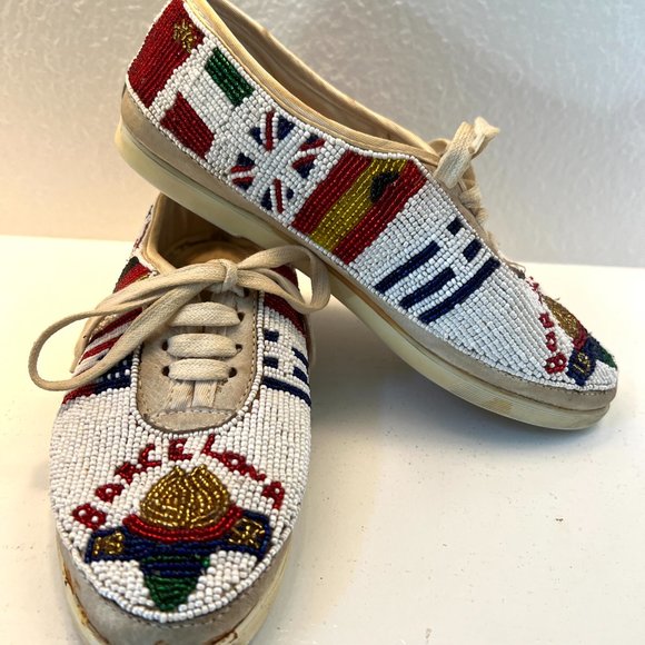 Beaded Barcelona Olympics 1992 Tennis Shoes - Colorwerks - Size 6 1/2  6.5 - Picture 3 of 13